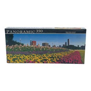 Panoramic 350 Piece Puzzle Grant Park Chicago Windy City 2011 Sealed 18.25 x7.25
